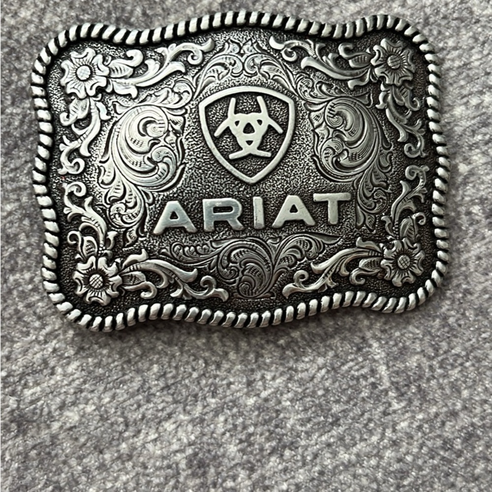Ariat Black and Silver Ornate Belt Buckle